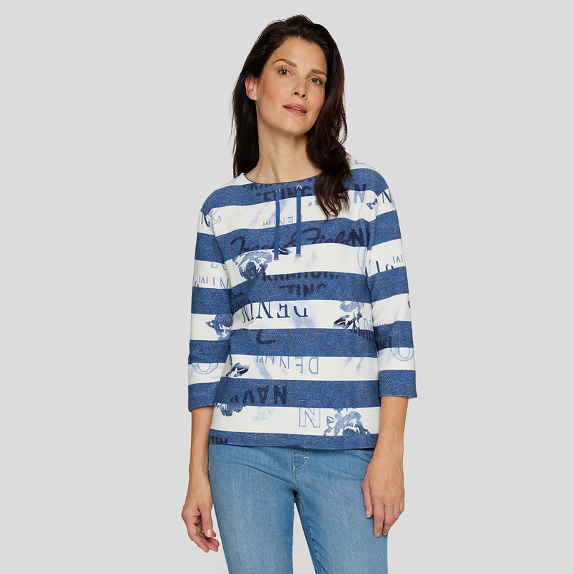 Rabe Dames Trui 54-113354 Blauw dessin