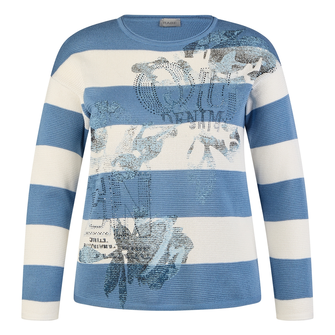 Rabe Dames Trui 54-113604 Blauw dessin