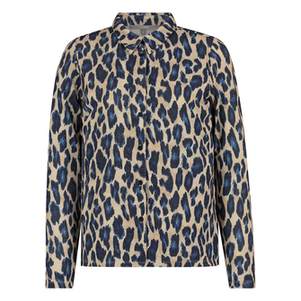 Sanne Dames Blouse 25002blousepanterpri Blauw dessin