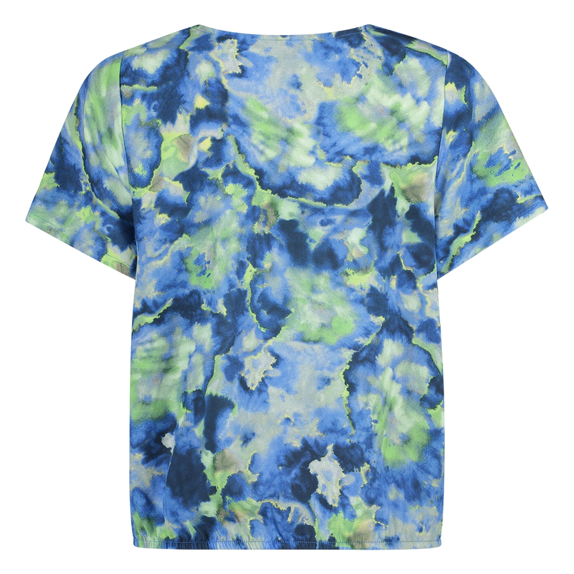 Sanne Dames Blouse 25044blousekmprintvi Blauw dessin