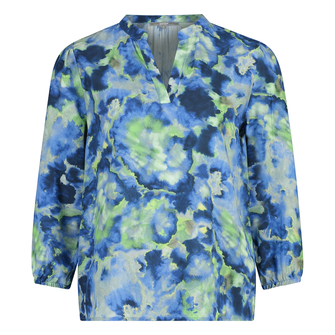 Sanne Dames Blouse 25051blousepofmouwpr Blauw dessin