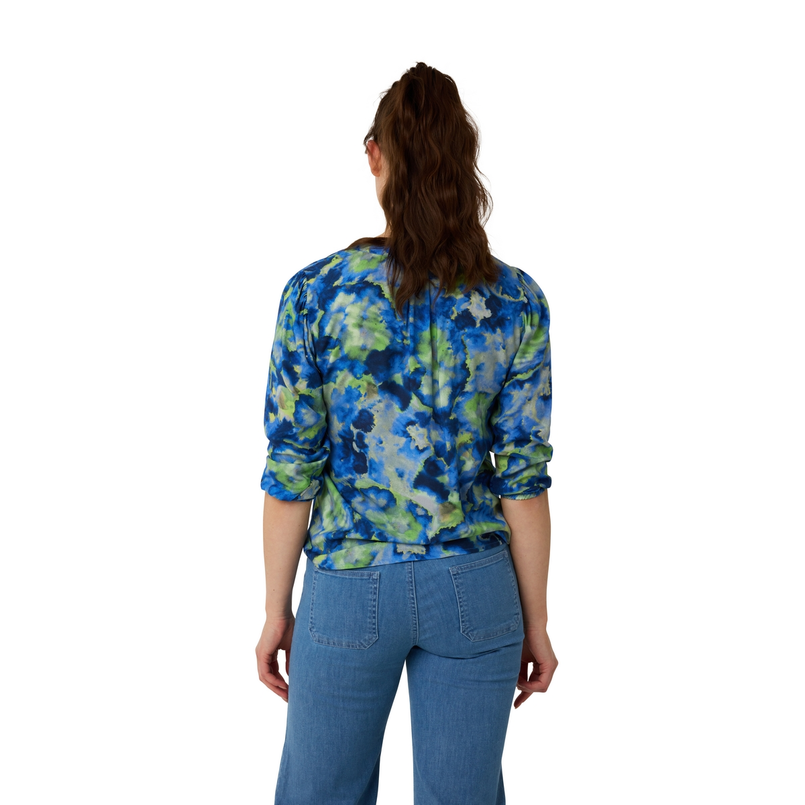 Sanne Dames Blouse 25051blousepofmouwpr Blauw dessin