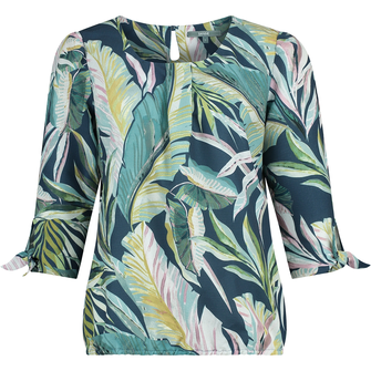 Sanne Dames blouse BL. Iniso Groen dessin