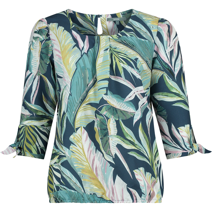 Sanne Dames blouse BL. Iniso Groen dessin
