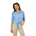 Sanne Dames Blouse Blousebroderieangl Bleu