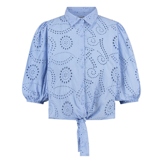 Sanne Dames Blouse Blousebroderieangl Bleu