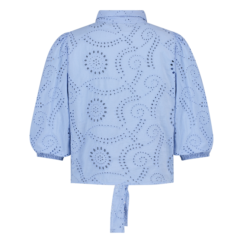 Sanne Dames Blouse Blousebroderieangl Bleu
