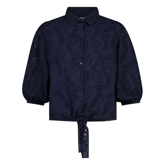 Sanne Dames Blouse Blousebroderieangl Navy