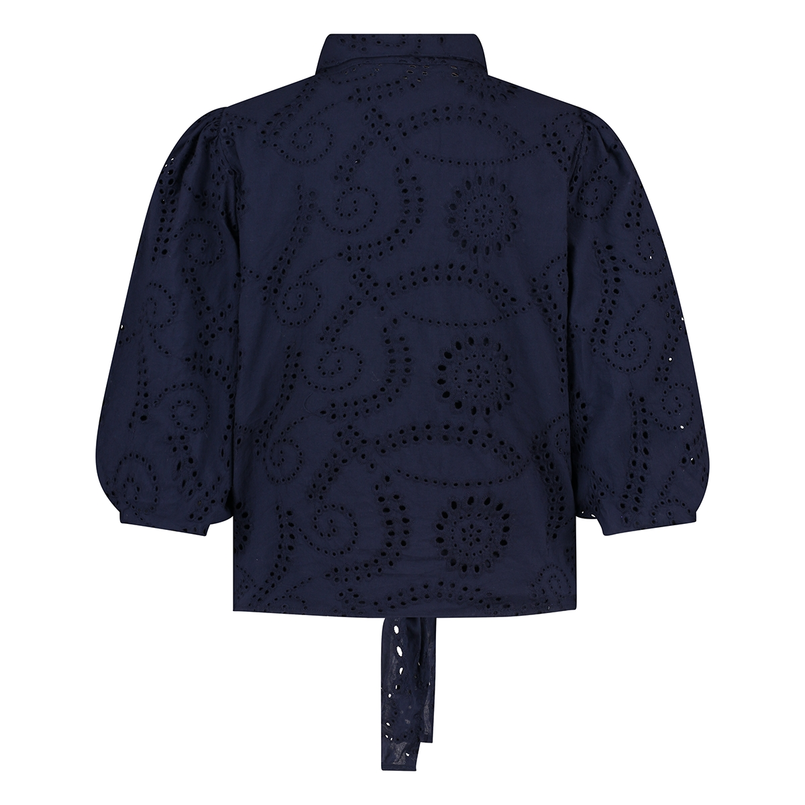 Sanne Dames Blouse Blousebroderieangl Navy