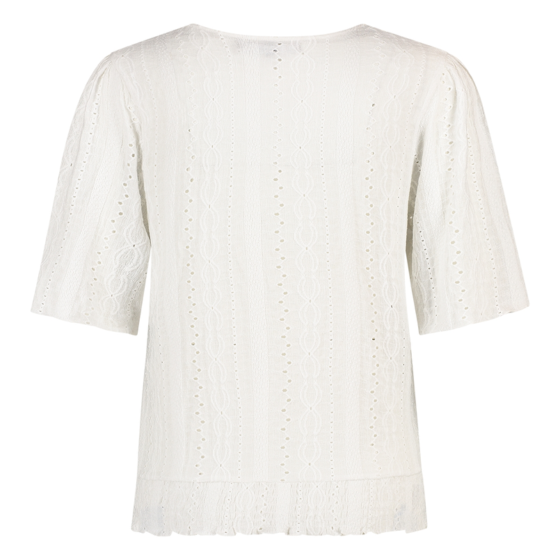 Sanne Dames Top Top Ajour Vlindermw Ecru
