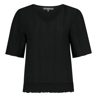 Sanne Dames Top Top Ajour Vlindermw Zwart