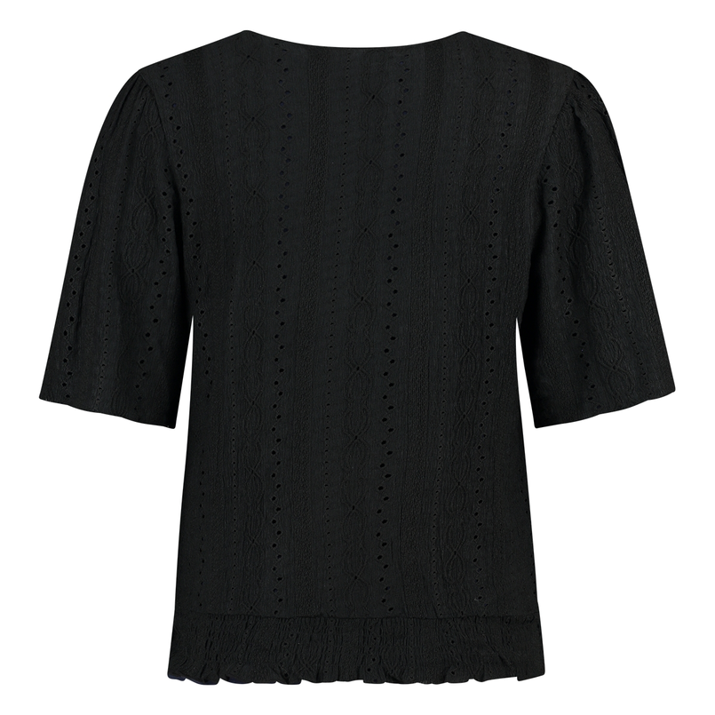 Sanne Dames Top Top Ajour Vlindermw Zwart