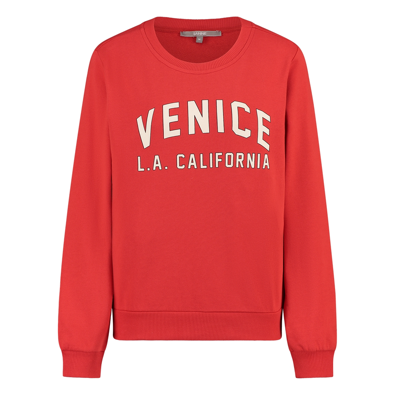 Sanne Dames Trui 25006sweatchestprint Rood