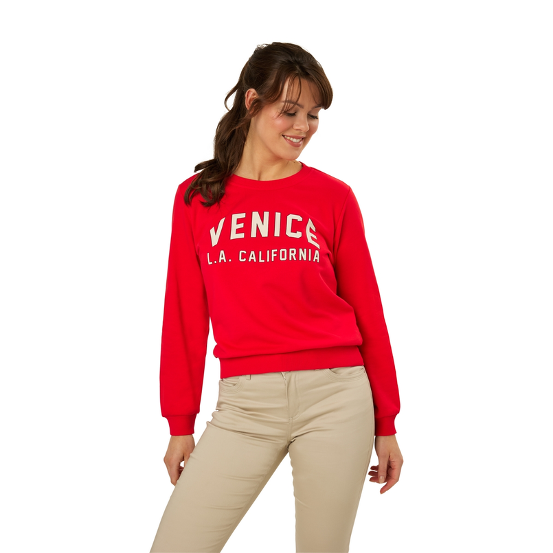 Sanne Dames Trui 25006sweatchestprint Rood
