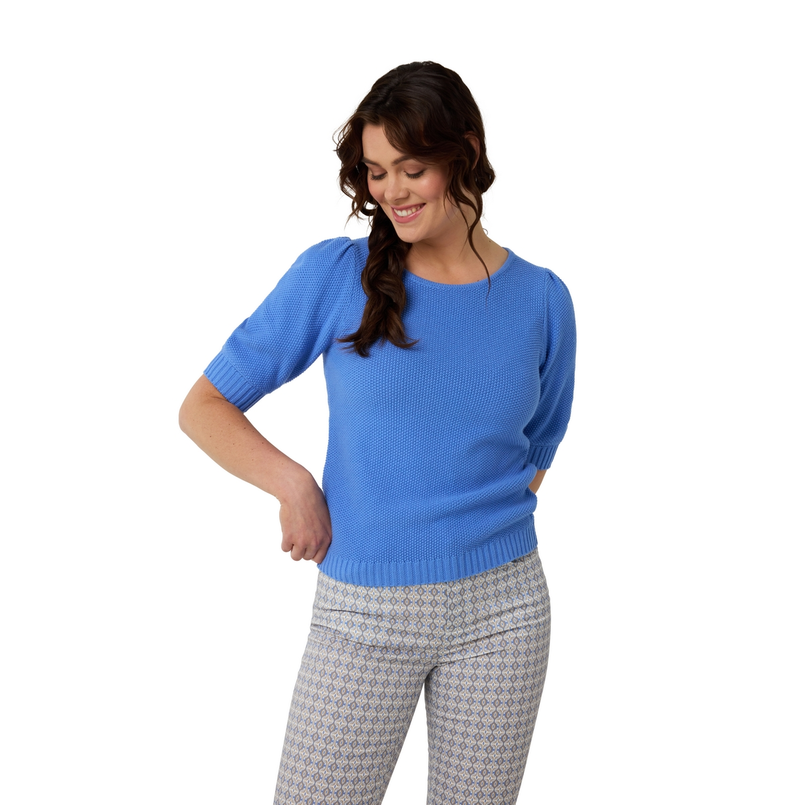 Sanne Dames Trui Aps-80 Midden blauw