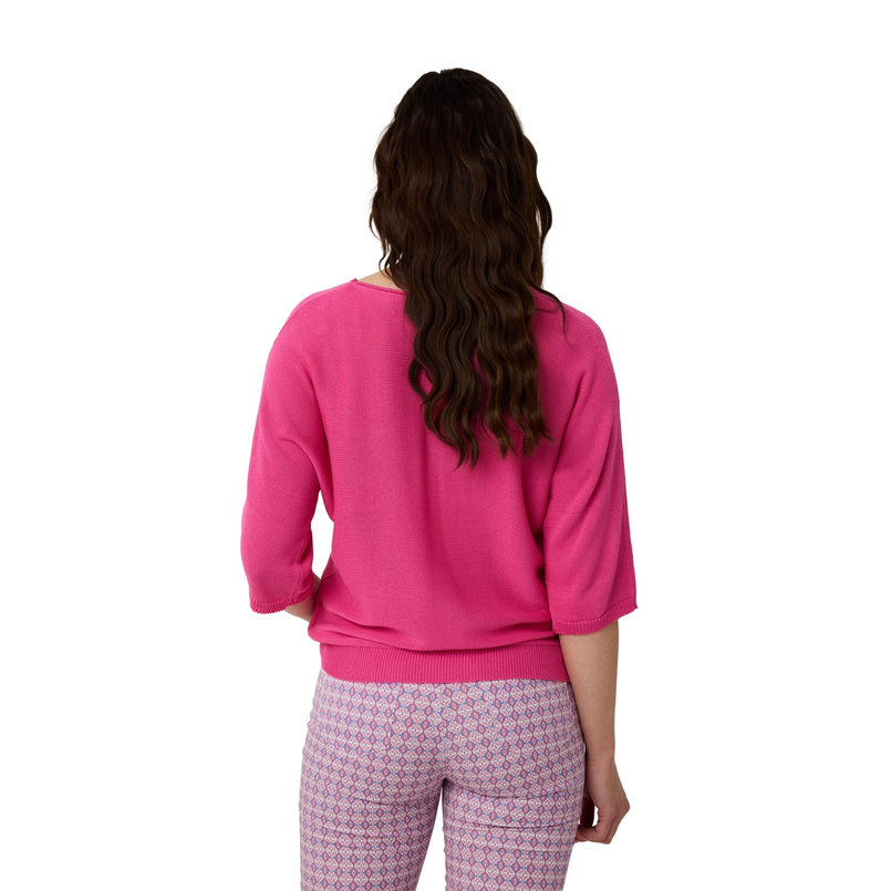 Sanne Dames Trui Pull R-hals Strs-12 Fuchsia