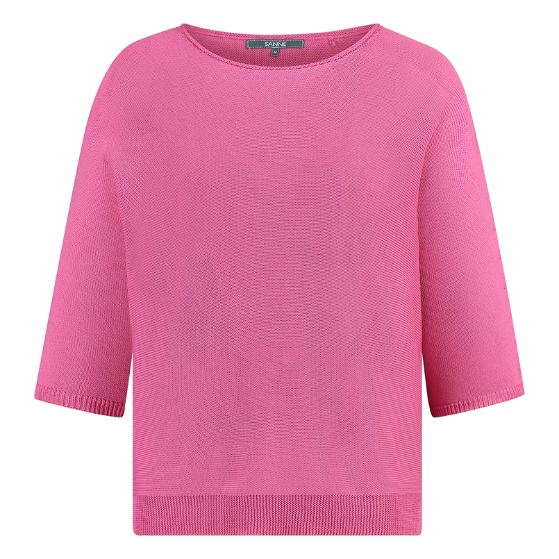 Sanne Dames Trui Pull R-hals Strs-12 Fuchsia