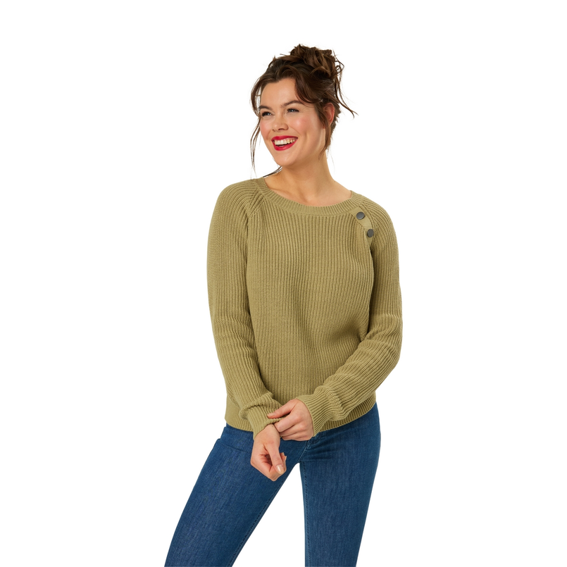 Sanne Dames Trui Slk255-8750pullrib Khakigroen