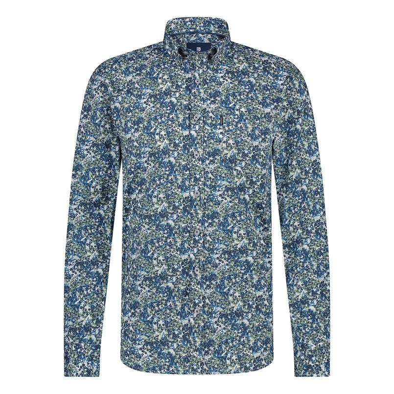 State of Art Heren Overhemd 21415019 Blauw dessin