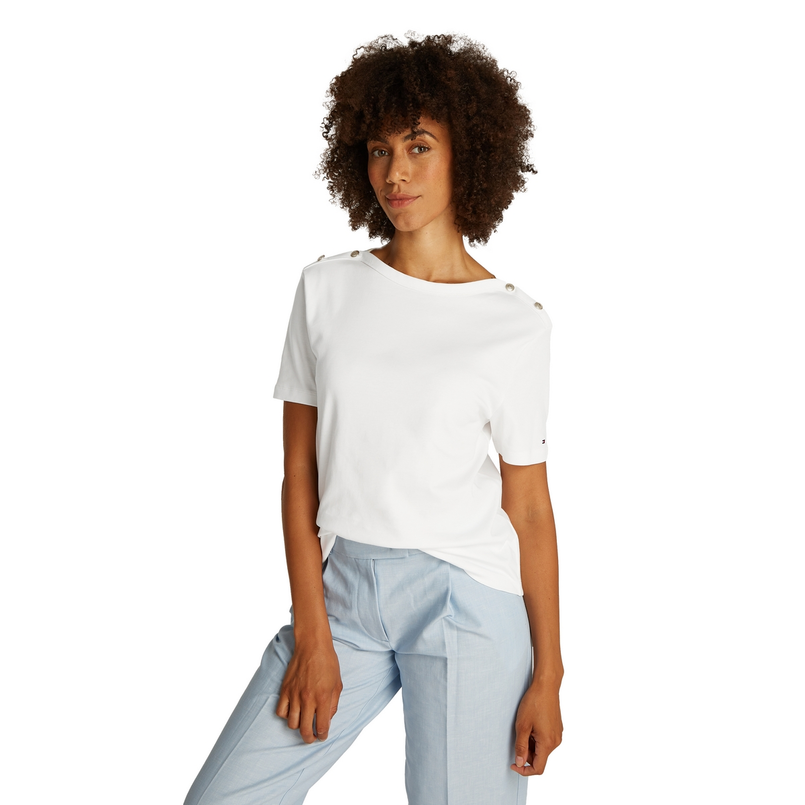 Tommy Hilfiger Dames Top Ww0ww42907ybl Ecru