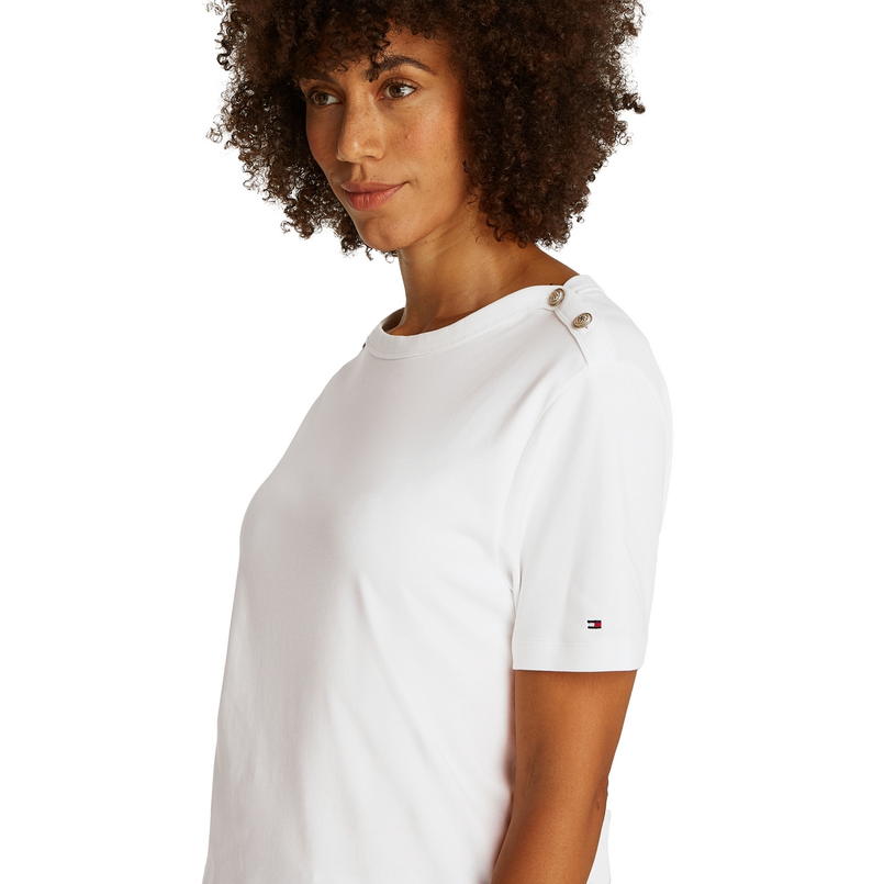 Tommy Hilfiger Dames Top Ww0ww42907ybl Ecru