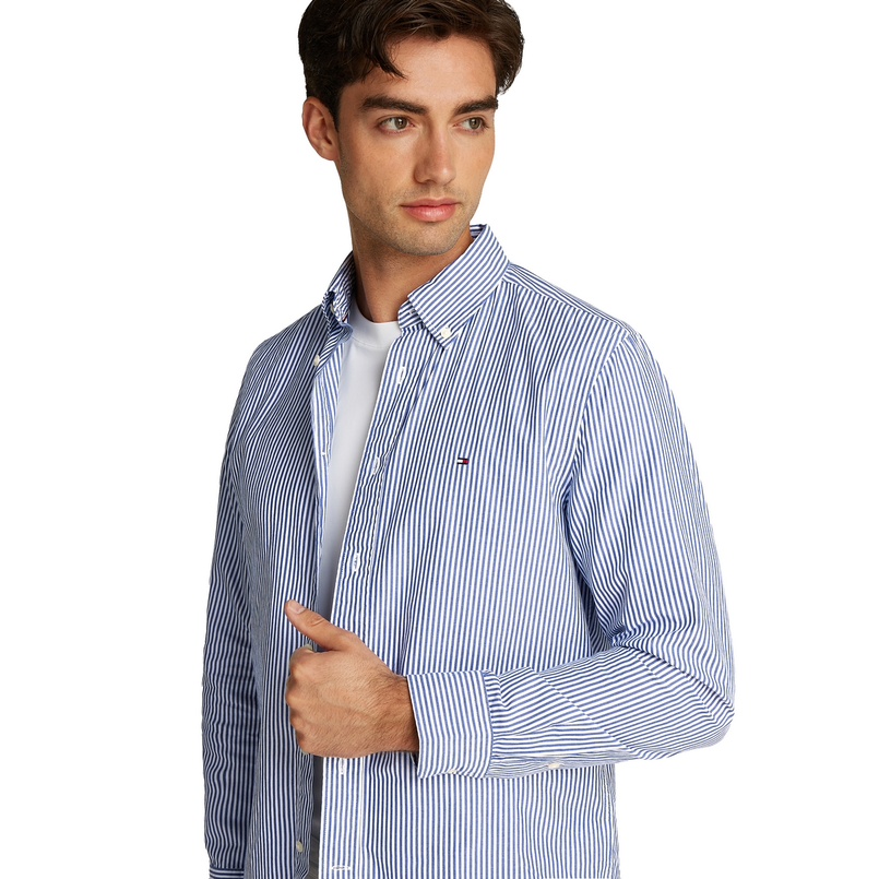 Tommy Hilfiger Heren Overhemd Mw0mw375490a7 Bleu