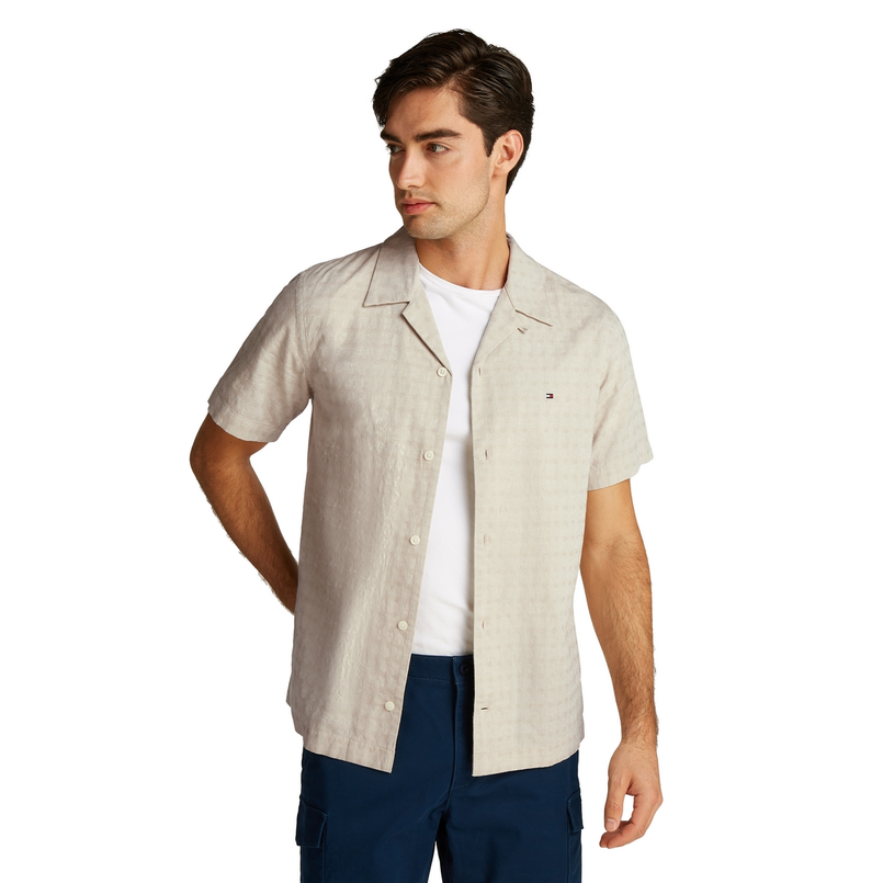 Tommy Hilfiger Heren Overhemd Mw0mw38564ya8 Ecru