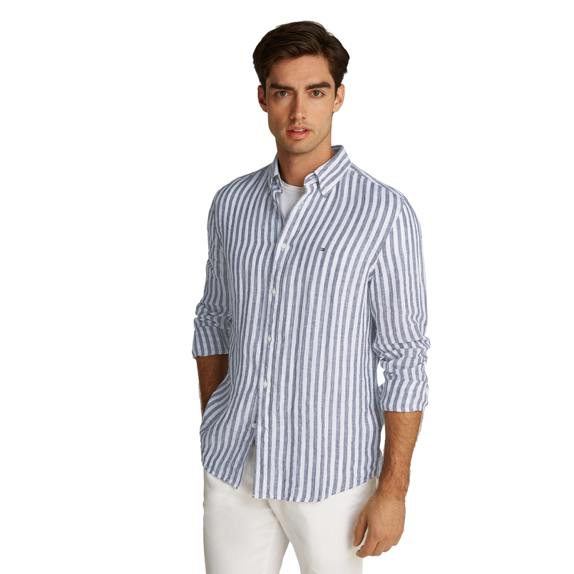 Tommy Hilfiger Heren Overhemd Mw0mw385810a5 Blauw mele