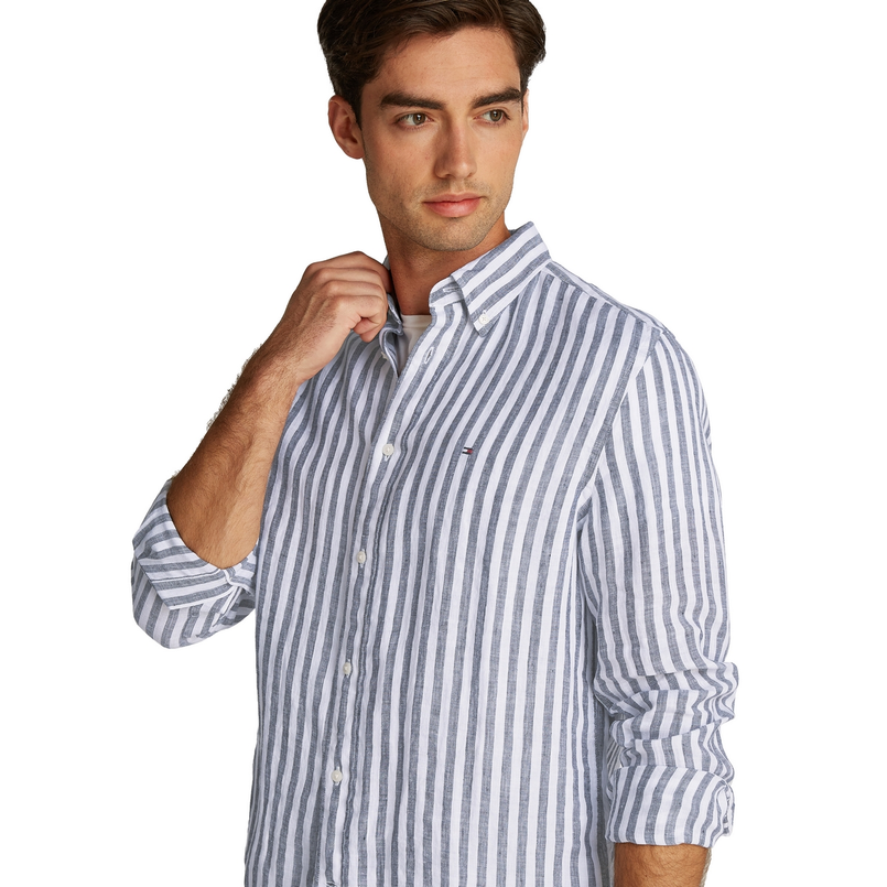 Tommy Hilfiger Heren Overhemd Mw0mw385810a5 Blauw mele