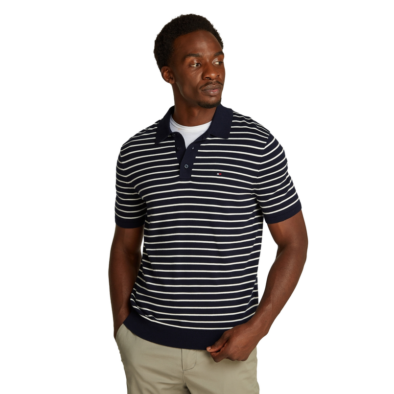 Tommy Hilfiger Heren Polo Mw0mw373960a6 Blauw dessin