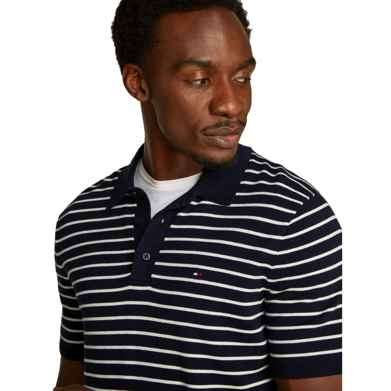 Tommy Hilfiger Heren Polo Mw0mw373960a6 Blauw dessin