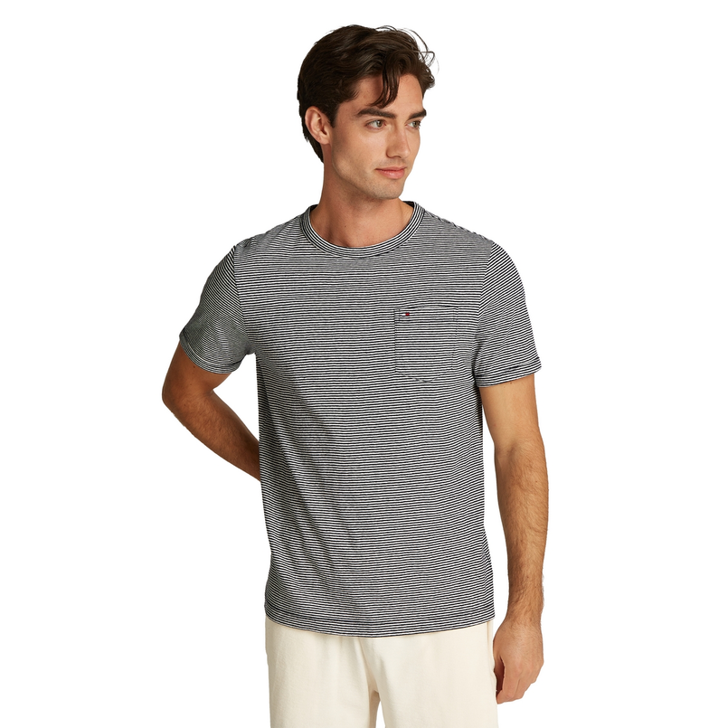 Tommy Hilfiger Heren T-shirt Mw0mw386380a4 Blauw mele